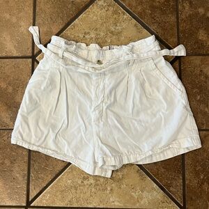 White Stradivarius High Waisted Shirts with front Tie, Size Medium.